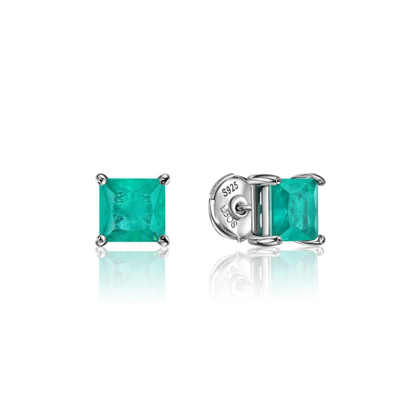 SQUARE STUD EARRINGS IN 925 SILVER WITH CZ